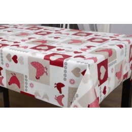 Toile cirée épaisse DORA rouge - Largeur 140 cm  et Sans plis