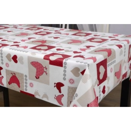 Toile cirée épaisse DORA rouge - Largeur 140 cm  et Sans plis