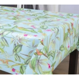 Toile cirée épaisse BARBARA vert - Largeur 140 cm  et Sans plis