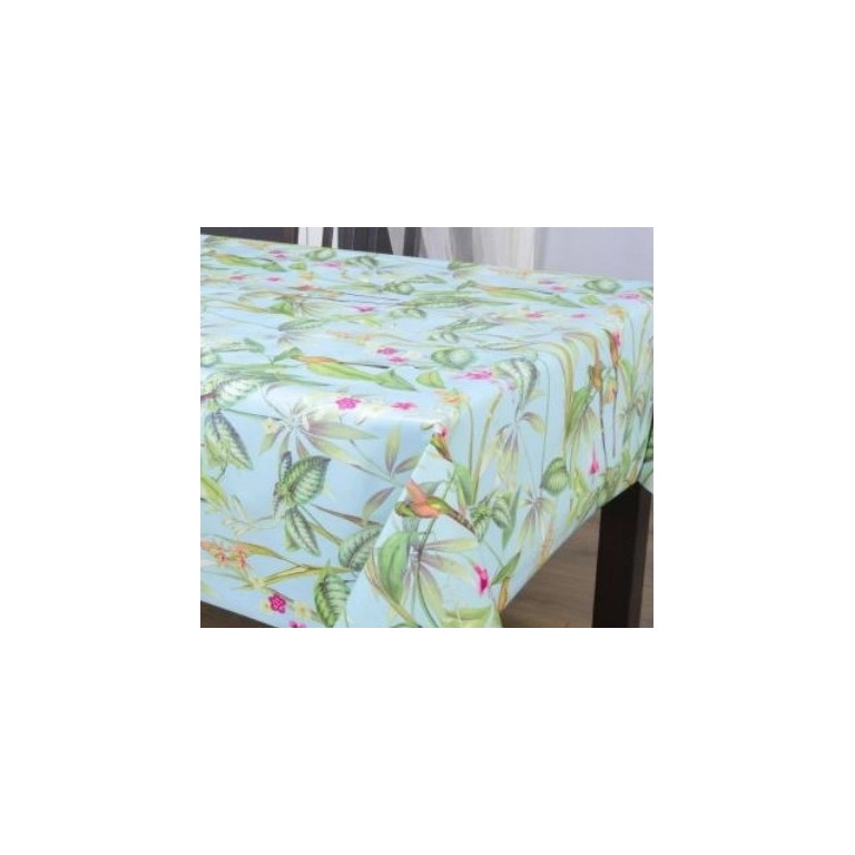 Toile cirée épaisse BARBARA vert - Largeur 140 cm  et Sans plis