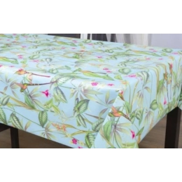 Toile cirée épaisse BARBARA vert - Largeur 140 cm  et Sans plis