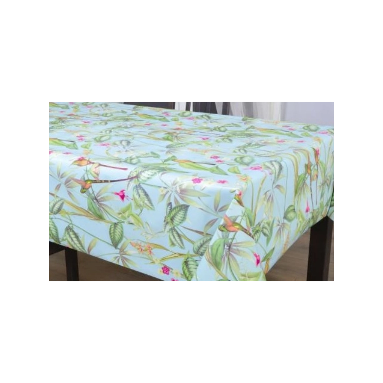 Toile cirée épaisse BARBARA vert - Largeur 140 cm  et Sans plis