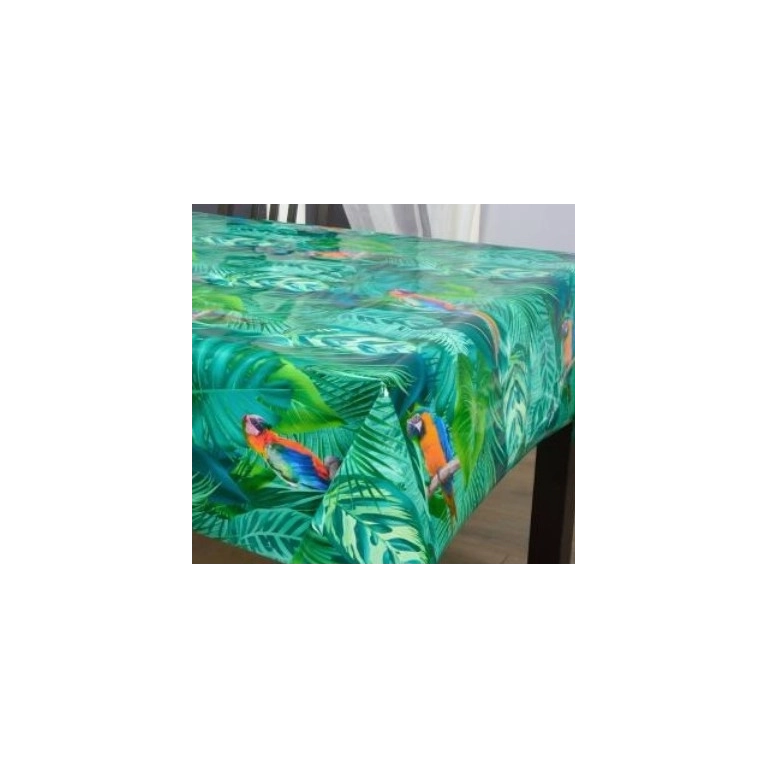 Toile cirée épaisse JUPER vert - Largeur 140 cm  et Sans plis