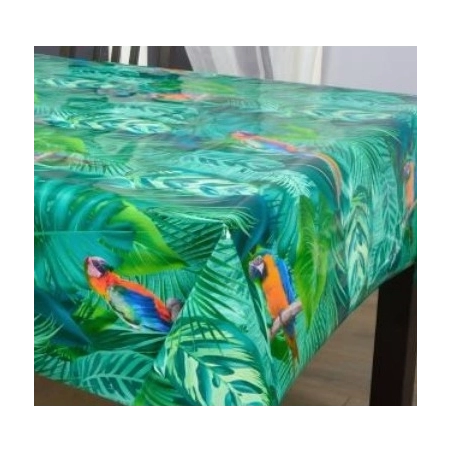 Toile cirée épaisse JUPER vert - Largeur 140 cm  et Sans plis