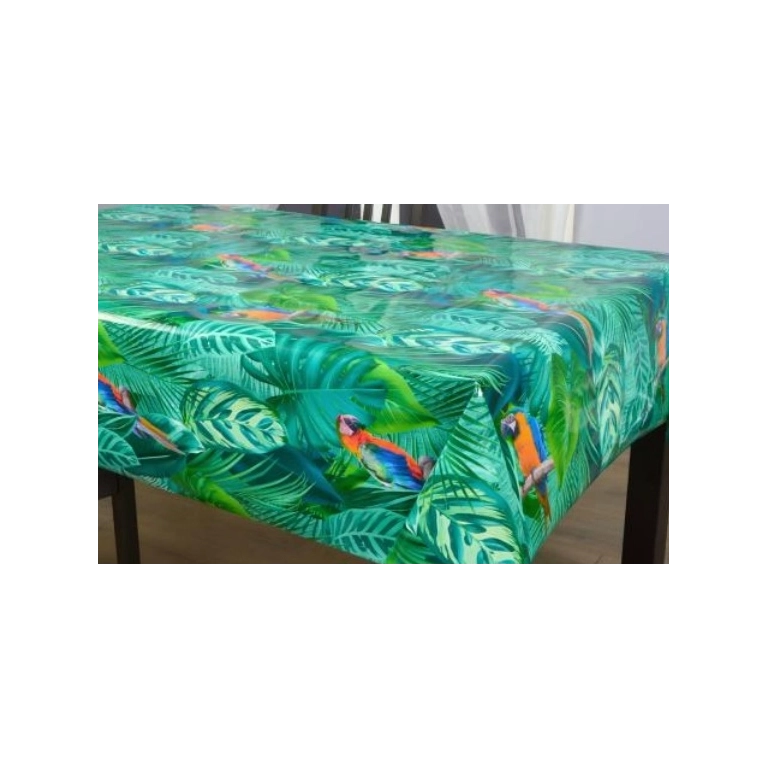 Toile cirée épaisse JUPER vert - Largeur 140 cm  et Sans plis