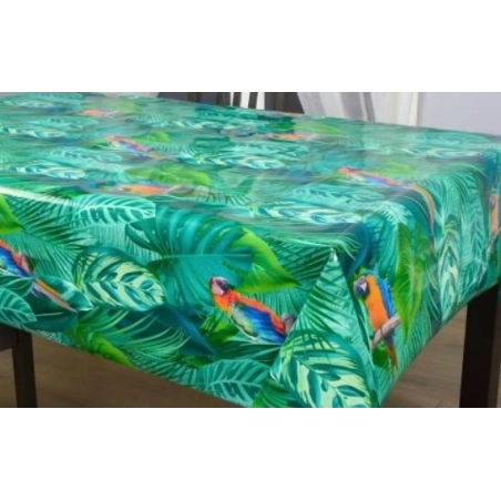 Toile cirée épaisse JUPER vert - Largeur 140 cm  et Sans plis