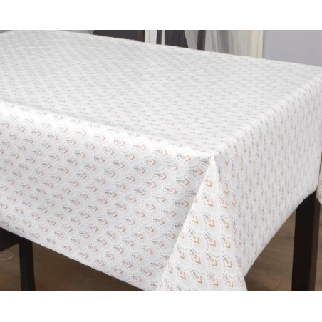Toile cirée 180 Liam blanc - Nappe grande largeur