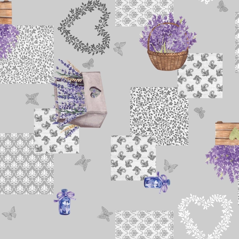 Toile cirée LAURIS lavande - largeur 140 cm