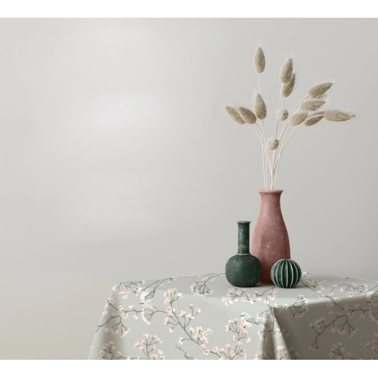 Tissu enduit Sakura Celadon - Largeur 180 cm