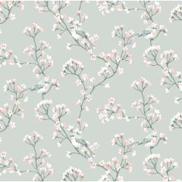 Tissu enduit Sakura Celadon - Largeur 180 cm