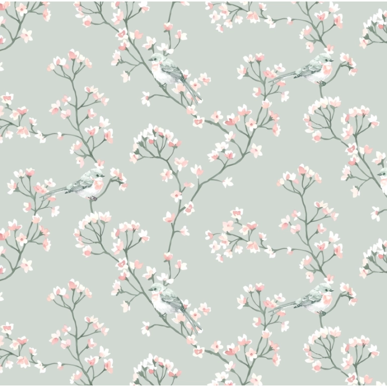 Tissu enduit Sakura Celadon - Largeur 180 cm