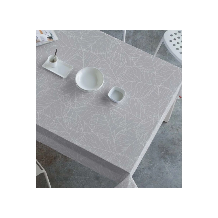 Protège table Aire gris - Toile cirée épaisse largeur 140 cm