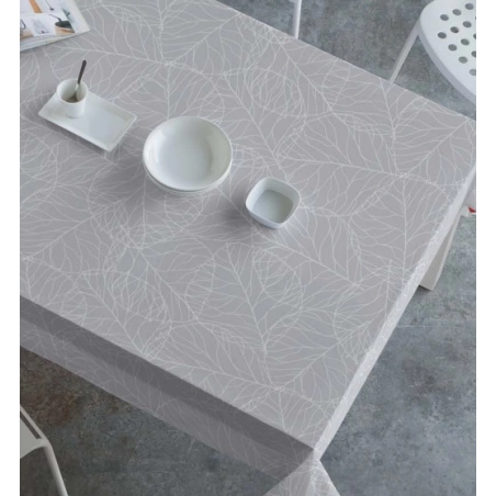 Protège table Aire gris - Toile cirée épaisse largeur 140 cm