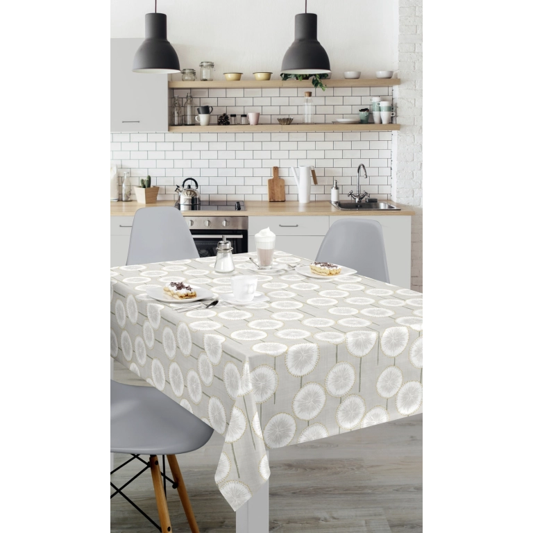 Protège table Aster Neige - Toile cirée épaisse largeur 140 cm