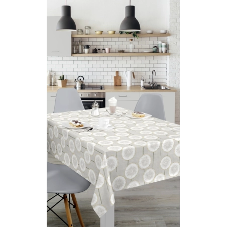 Protège table Aster Neige - Toile cirée épaisse largeur 140 cm