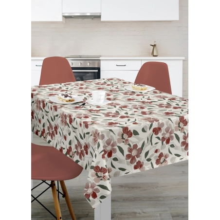 Protège table Camelia Pourpre - Toile cirée épaisse largeur 140 cm