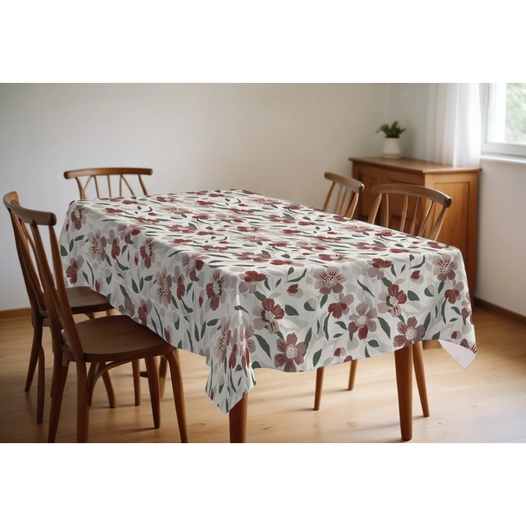 Protège table Camelia Pourpre - Toile cirée épaisse largeur 140 cm