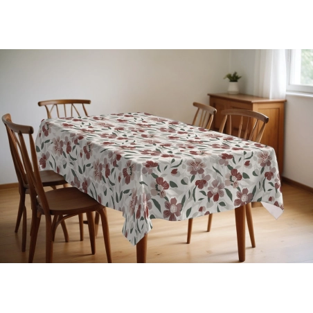 Protège table Camelia Pourpre - Toile cirée épaisse largeur 140 cm
