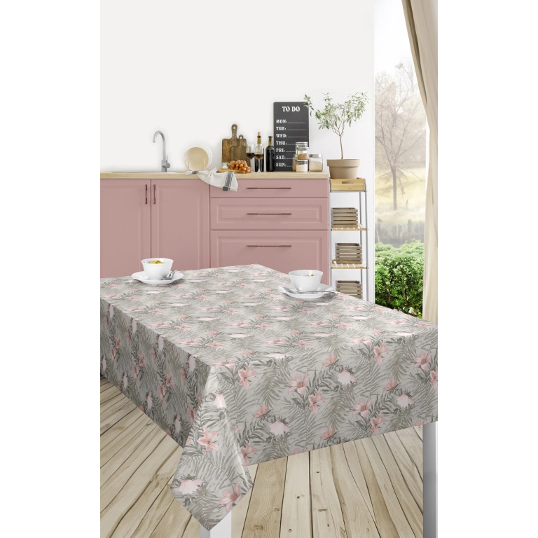 Toile cirée premium FLEURI Rose - largeur 140 cm