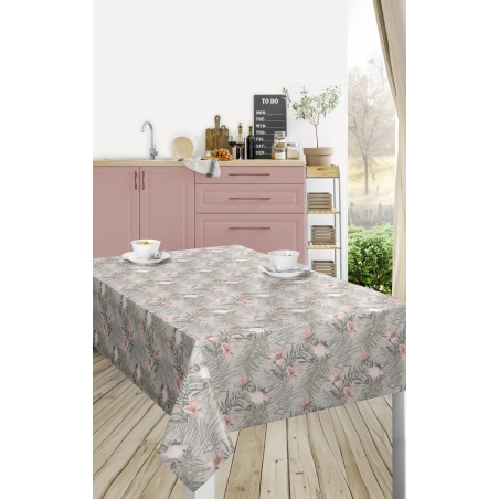 Toile cirée premium FLEURI Rose - largeur 140 cm