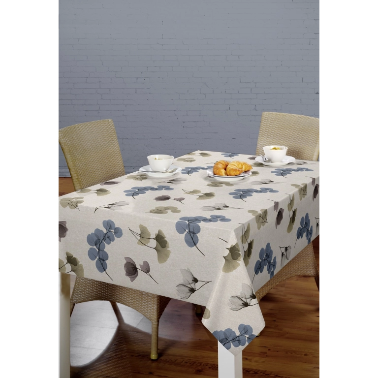 Toile cirée premium ORGANZA Bleu - largeur 140 cm