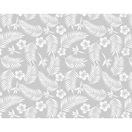 Nappe transparente TROPIC blanc - imprimé feuillage