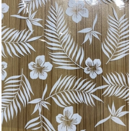 Nappe transparente TROPIC blanc - imprimé feuillage