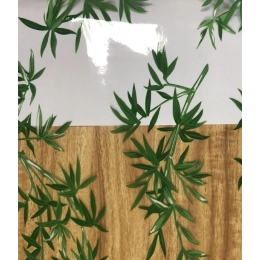 Nappe transparente BAMBOU vert - imprimé feuillage vert