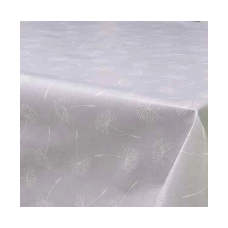 Toile cirée blanc pissenlit largeur 180 cm - Nappe pissenlit gris180