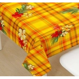 Toile cirée TROIS rivières - Nappe madras jaune et orange