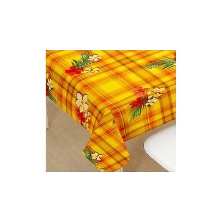 Toile cirée TROIS rivières - Nappe madras jaune et orange