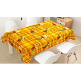 Toile cirée TROIS rivières - Nappe madras jaune et orange