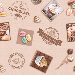 Toile cirée DONUT chocolat - Nappe gourmande et sucrée