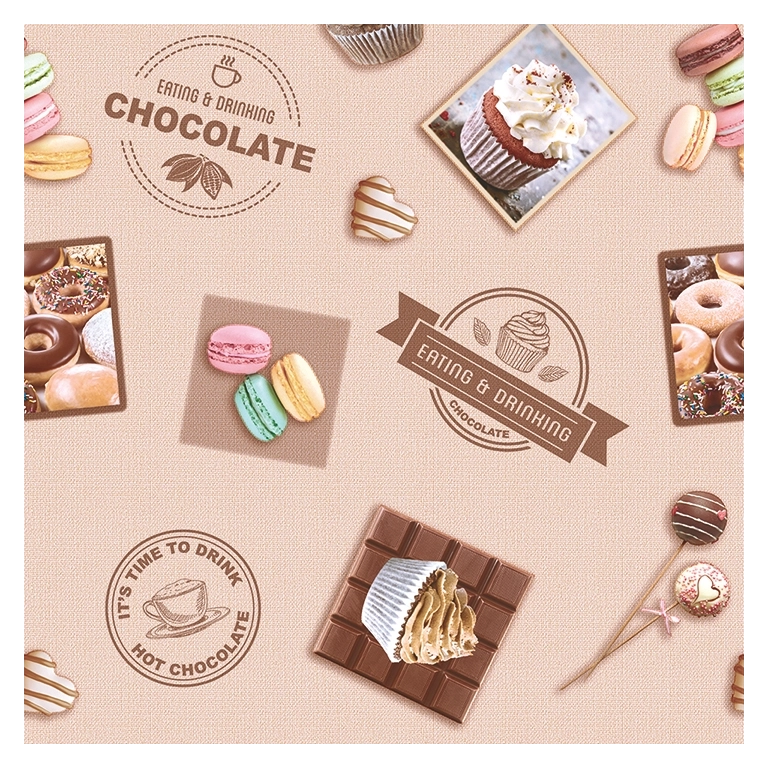 Toile cirée DONUT chocolat - Nappe gourmande et sucrée