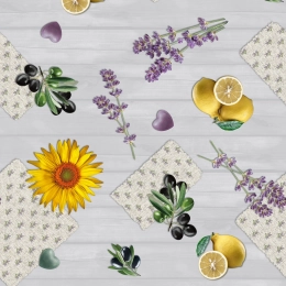 Toile cirée ROQUEBRUNE gris - Nappe provençale en toile cirée