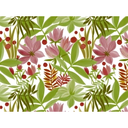 Toile cirée BOUQUET vert - Nappe cirée florale colorée