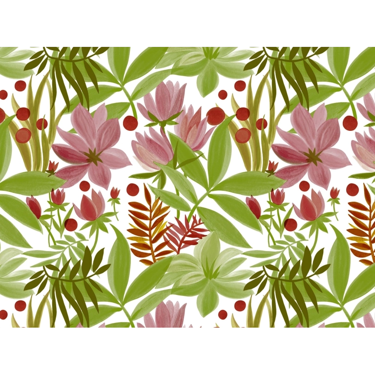 Toile cirée BOUQUET vert - Nappe cirée florale colorée