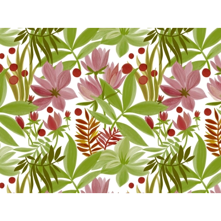 Toile cirée BOUQUET vert - Nappe cirée florale colorée