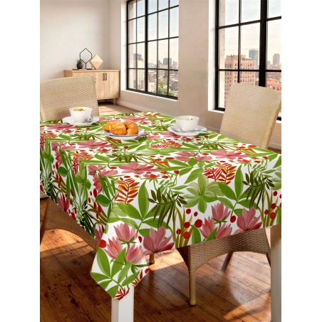 Toile cirée BOUQUET vert - Nappe cirée florale colorée