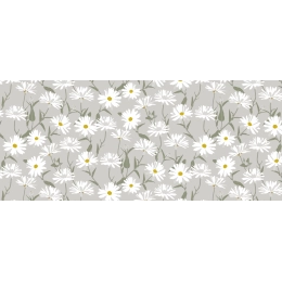 Toile cirée SERENE FIELDS gris - Nappe cirée florale marguerite