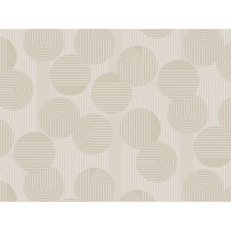 Toile cirée CIRKLES beige - Art déco géométrique beige