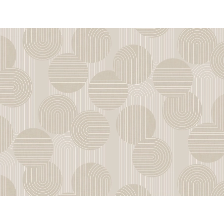 Toile cirée CIRKLES beige - Art déco géométrique beige