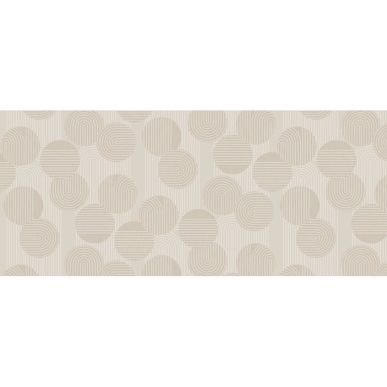 Toile cirée CIRKLES beige - Art déco géométrique beige