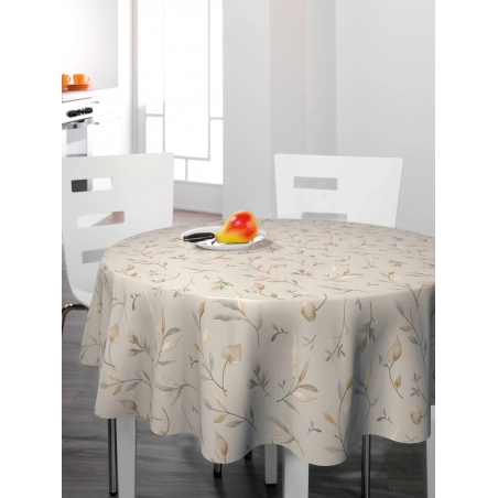 Toile cirée CANADIAN poplar - Feuillage sobre beige