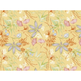 Toile cirée SERENITE jaune - Nappe cirée florale