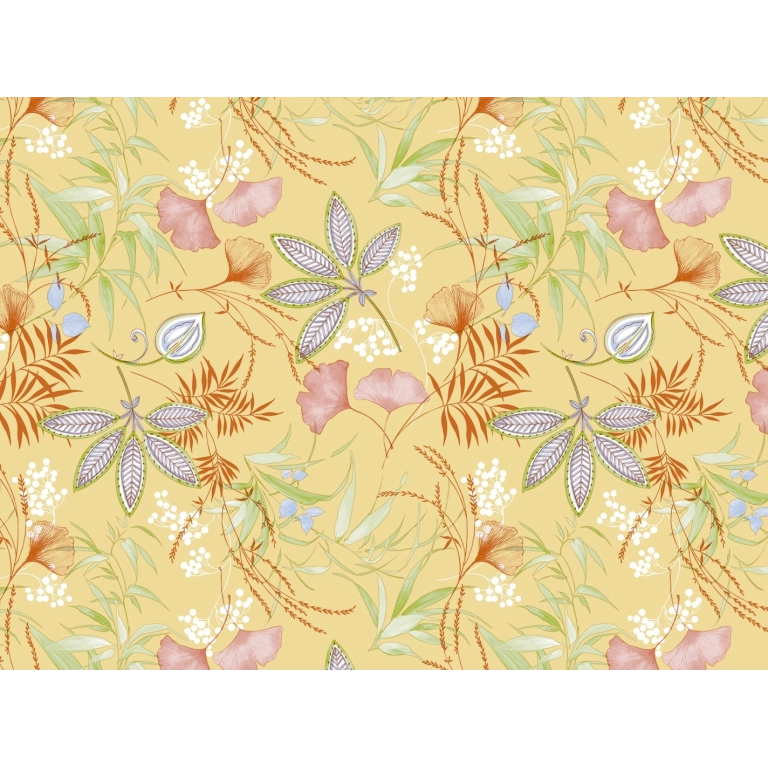 Toile cirée SERENITE jaune - Nappe cirée florale