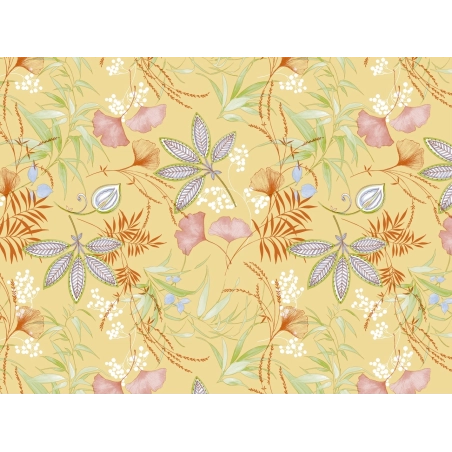 Toile cirée SERENITE jaune - Nappe cirée florale