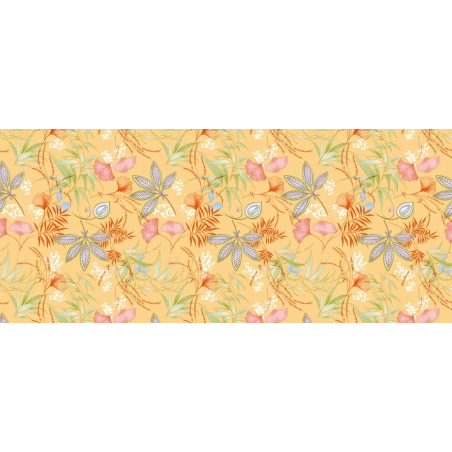 Toile cirée SERENITE jaune - Nappe cirée florale