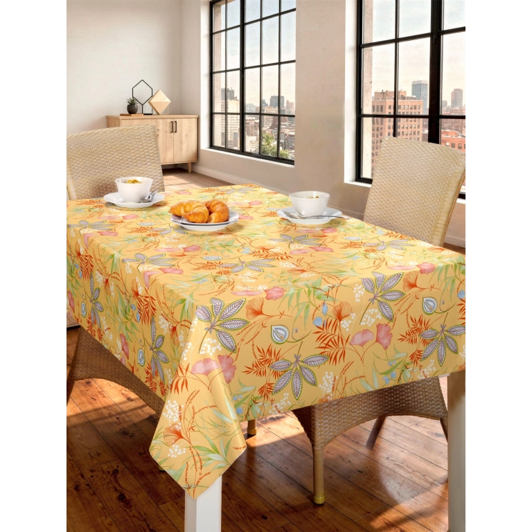 Toile cirée SERENITE jaune - Nappe cirée florale
