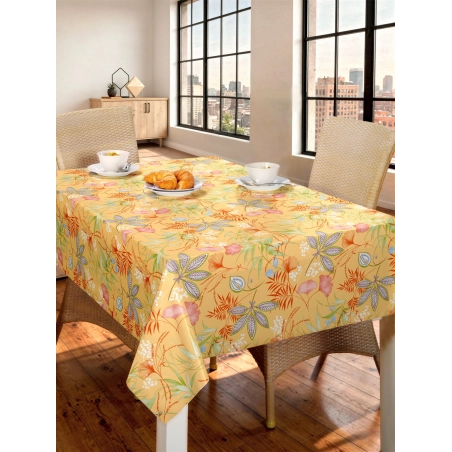 Toile cirée SERENITE jaune - Nappe cirée florale